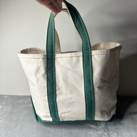 Vintage LL BEAN Boat and Tote Medium Green Straps and Canvas - Picture 5 of 11